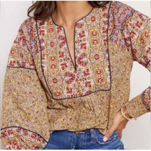Evereve Tops - Evereve Eva Mixed Floral Boho Top Womens Large Paisley Cottagecore Blouse